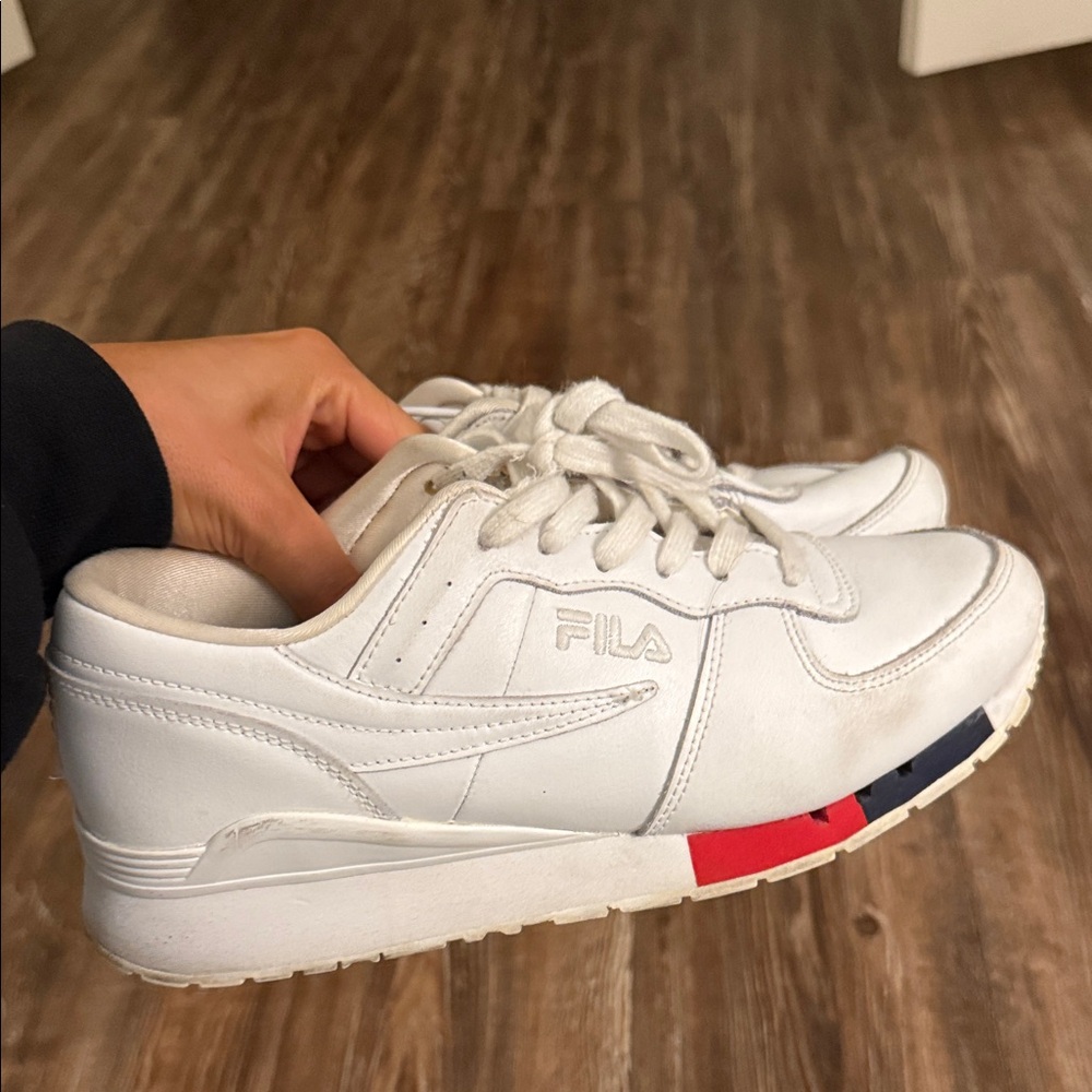 Fila Classic White Sneakers with Red and Navy Details